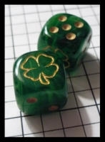 Dice : Dice - 6D - Clover with Four Leaves Green and Gold by jspassnthru - Ebay Mar 2011